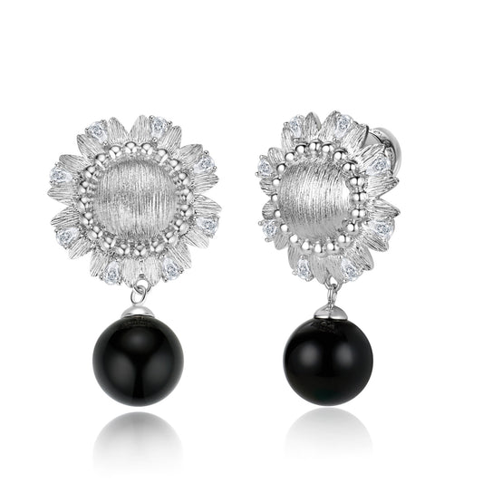 Flame Blossom Onyx Earrings