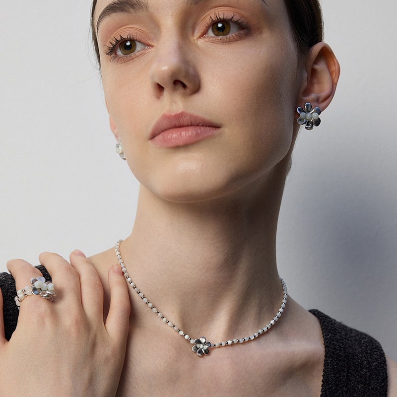 Twin Bloom Beaded Necklace