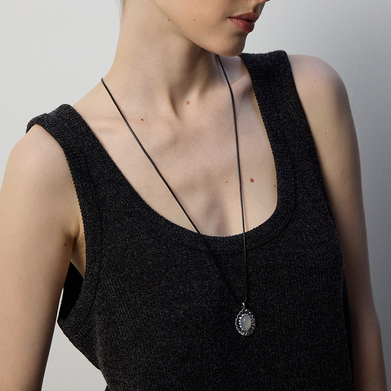 Wallflower Leather Cord/Metal Necklace