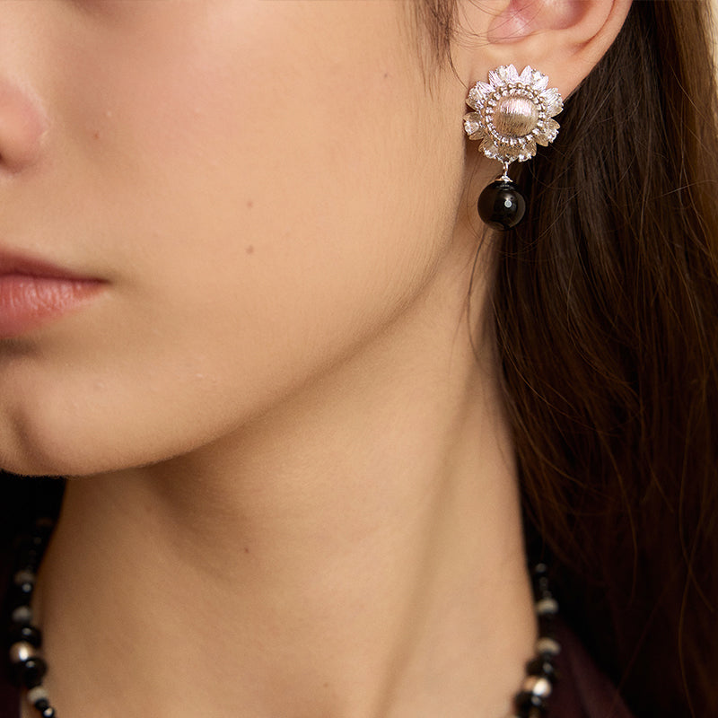 Flame Blossom Onyx Earrings