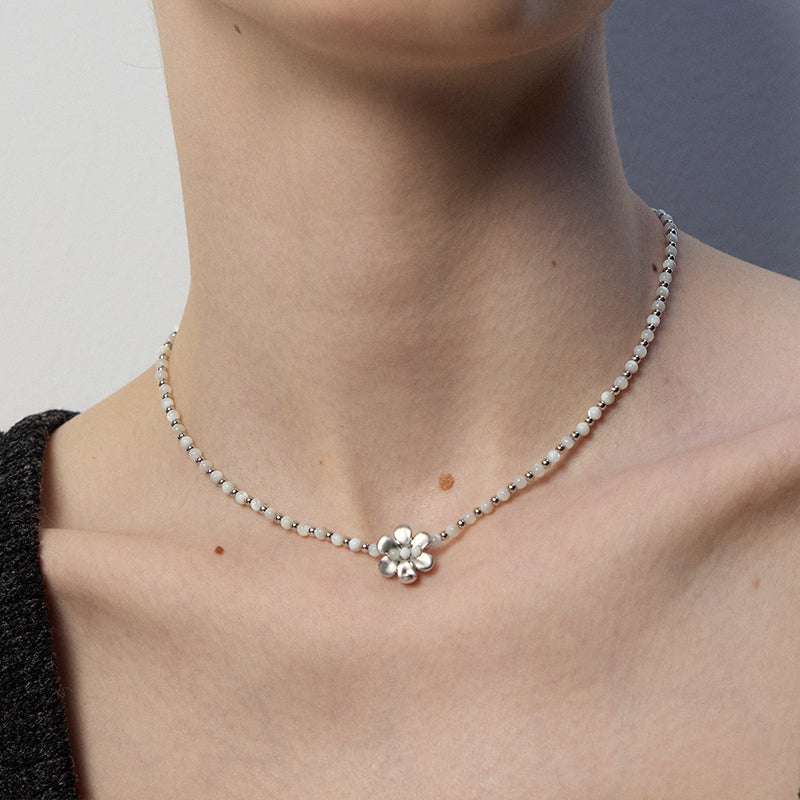 Twin Bloom Beaded Necklace