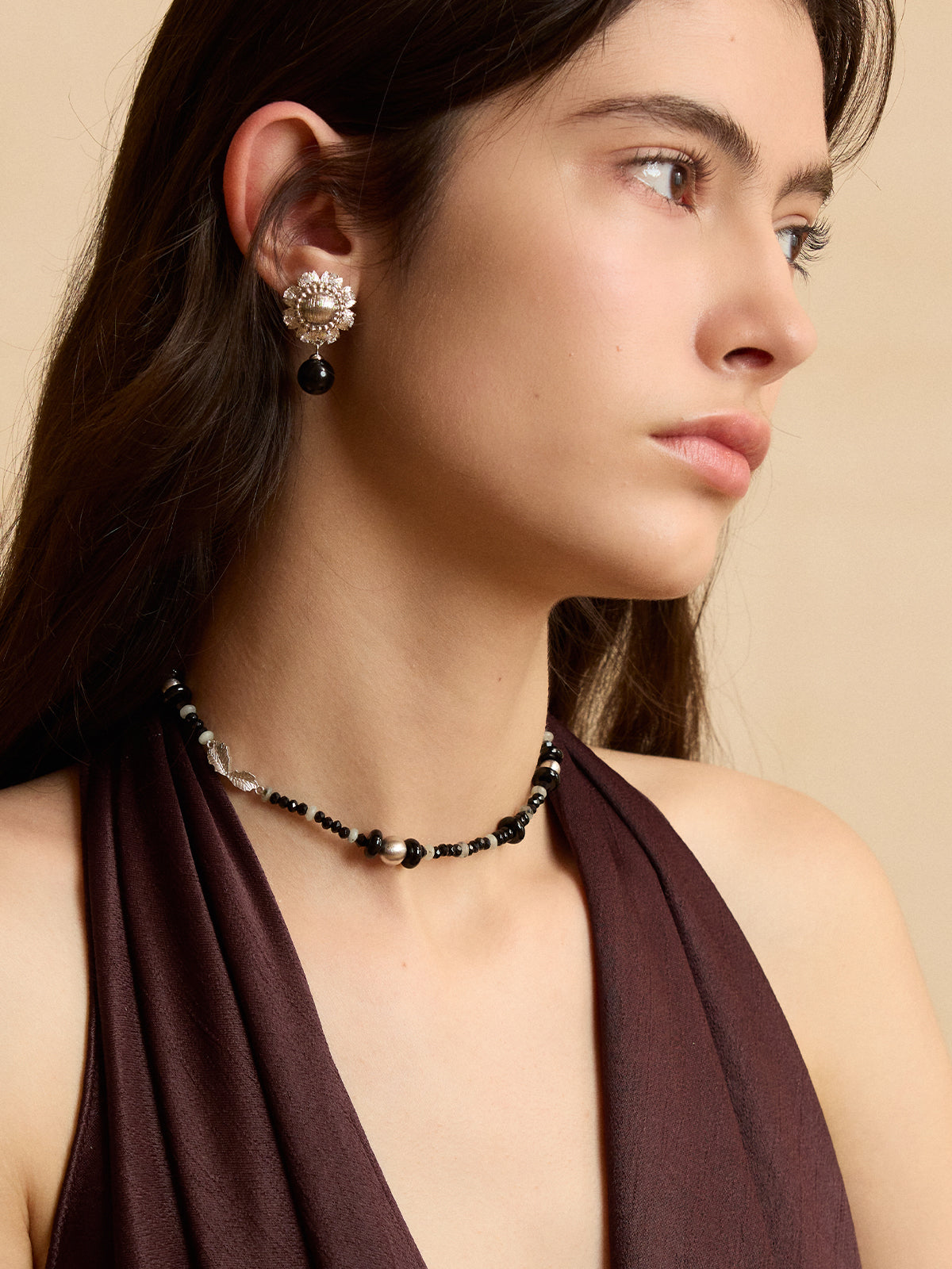 Onyx Leaf Necklace