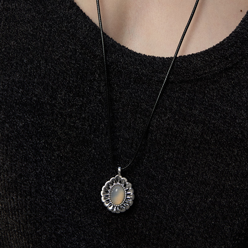 Wallflower Leather Cord/Metal Necklace