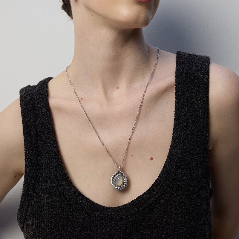 Wallflower Leather Cord/Metal Necklace
