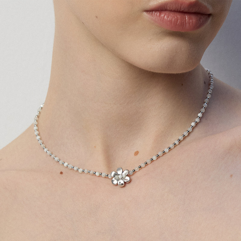 Twin Bloom Beaded Necklace