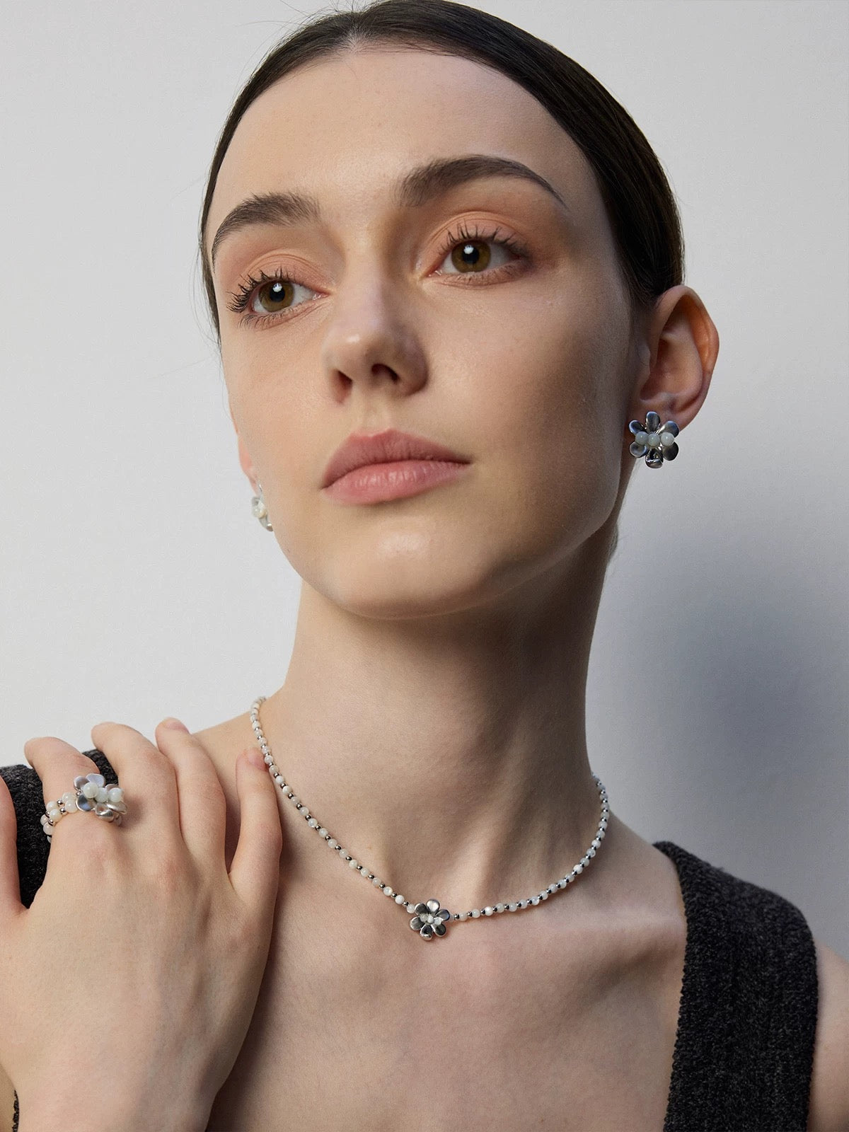 Twin Bloom Beaded Ring